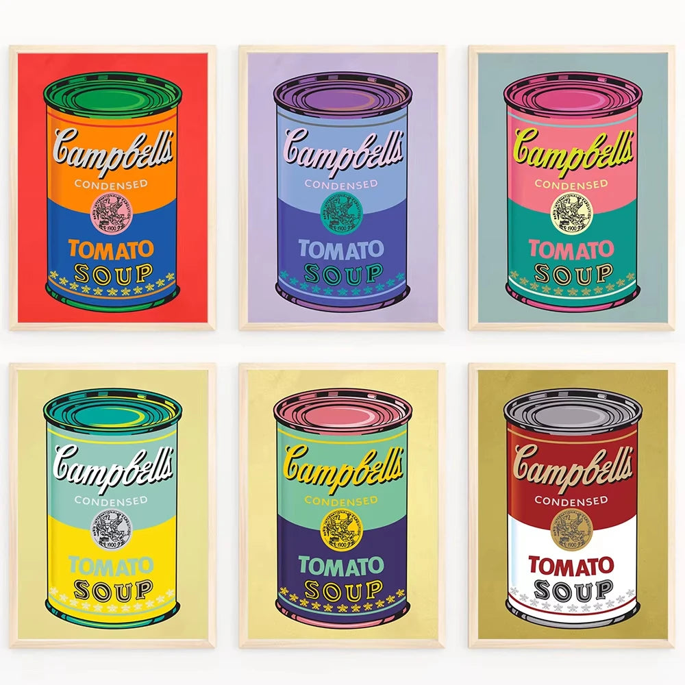 Andy Warhol Pop Art Tomato Soup Poster Canvas Painting Vintage Kitchen Art Aesthetic Decor Home Room Wall Decoration Retro Decor