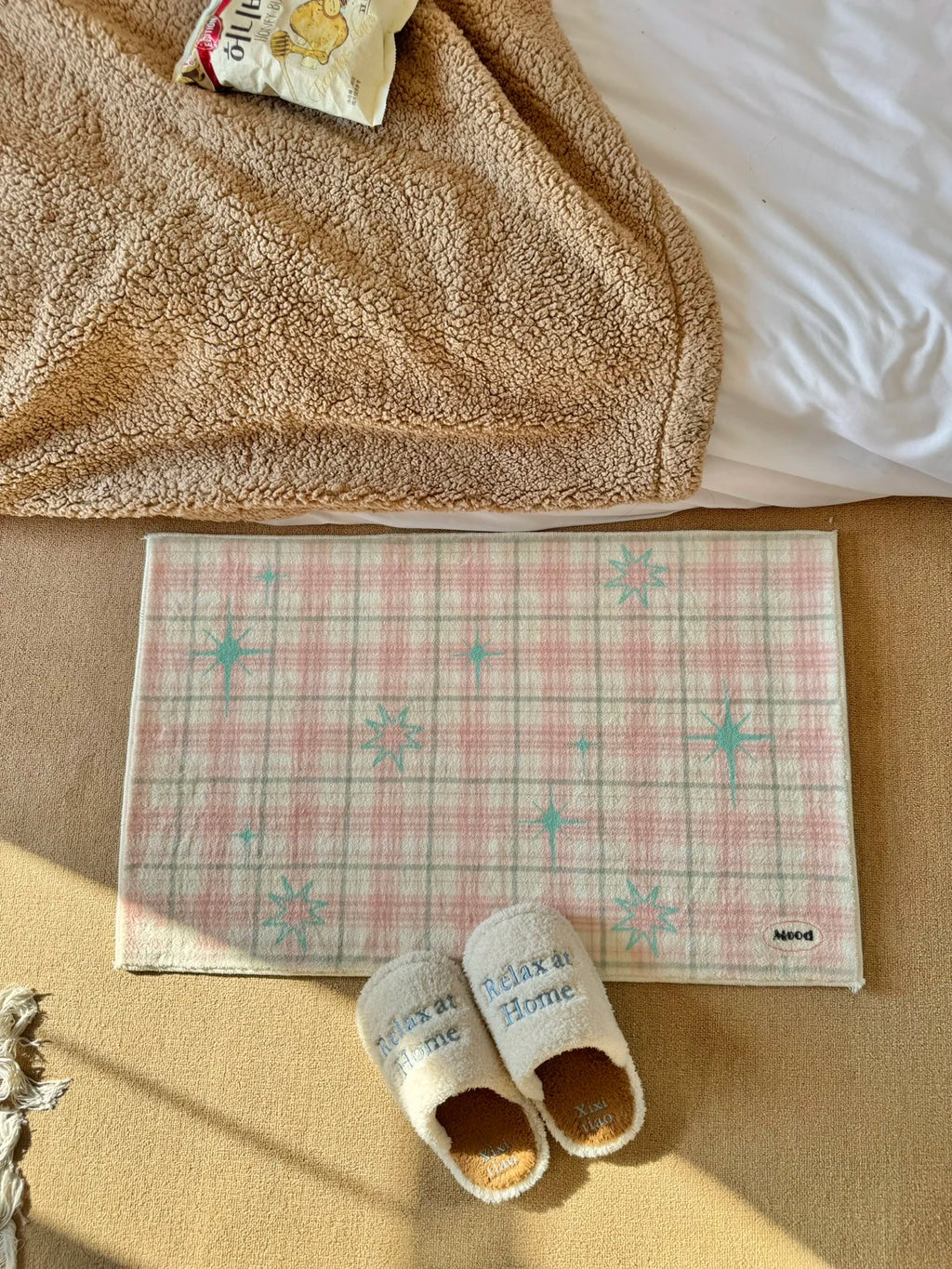 VIKAMA Tapis Étoile Vent Agréable Insulé Frais Tapis de Porte d'Entrée Paillasson Chambre d'Adolescent Couverture de Chevet Décoration Intérieure