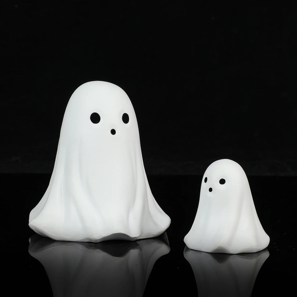 2 Pcs Halloween Decor Indoor-Ghost in Abs Resin Cloche-Cute Ghost for HomeTabletop Party Decor  Holiday Decorations outdoor