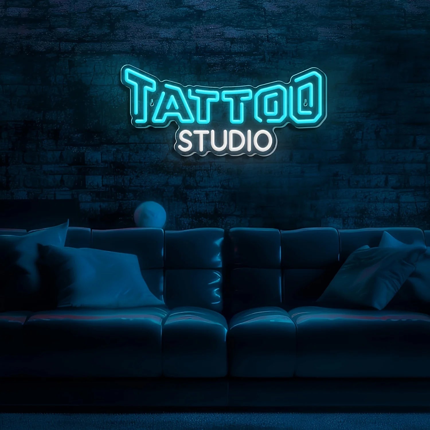 Enseigne Néon Studio Tatouage Bleu Blanc Luminescence Professionnelle Lumière LED pour Salon de Tatouage Bar Club Décoration Murale Maison Enseigne Commerciale Personnalisée Art