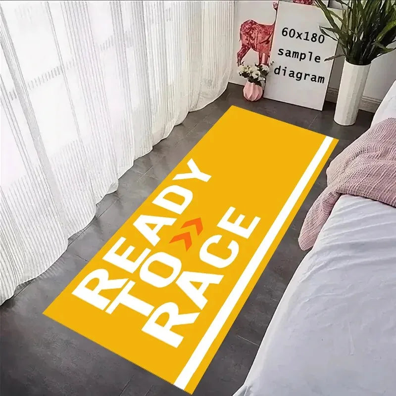 Tapis de garage pour moto « Prêt à courir », tapis antidérapant de couloir, décoration d'intérieur, présentoir de moto de course cool