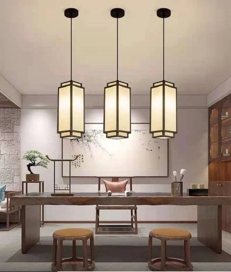 Nuevas lámparas colgantes chinas para sala de estar, comedor, pasillo, entrada, lámparas de tela para techo, candelabro moderno