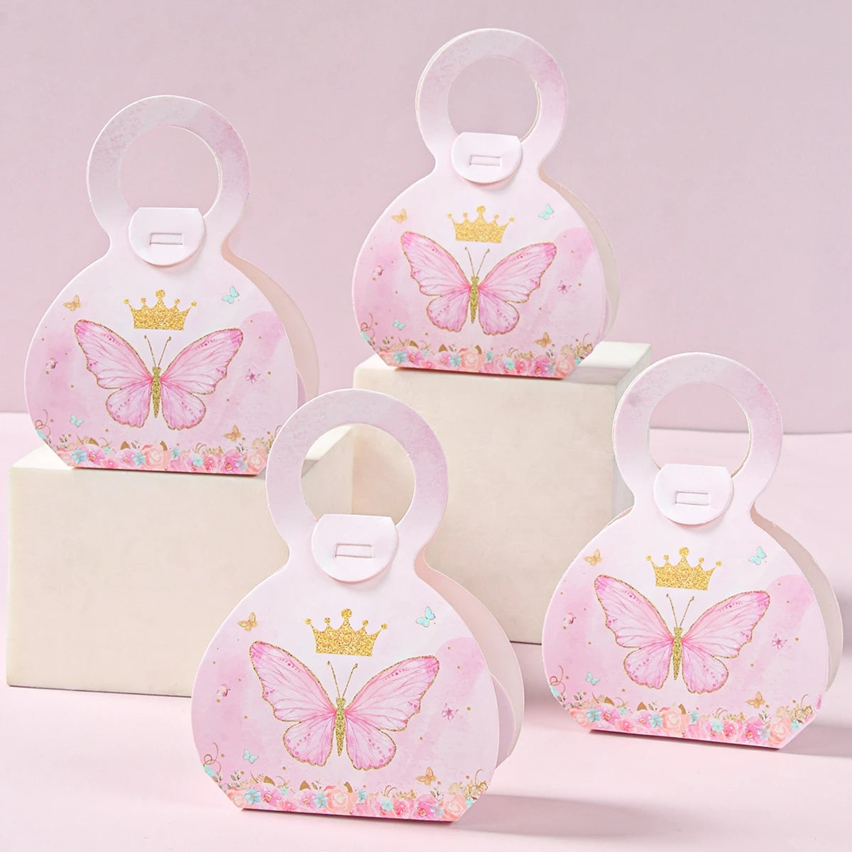 Boîte cadeau papillon bonbons, décorations de fête d'anniversaire papillon rose violet, fournitures de mariage pour enfants, boîte à biscuits pour baby shower