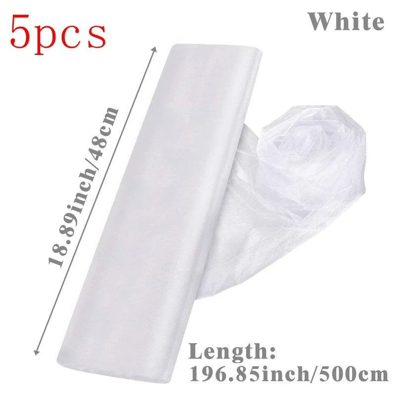 Rollo de tul blanco para decoración de bodas, organza de cristal, tela transparente para fondo de bodas, fiestas de cumpleaños, decoración de lazos de sillas de bodas