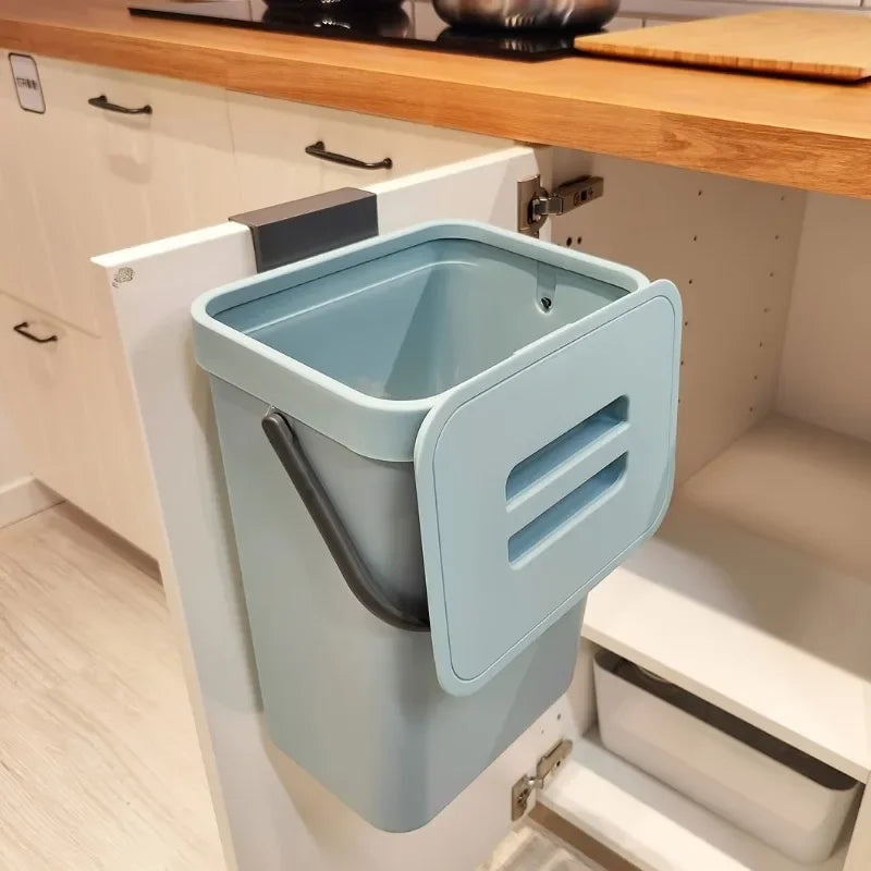 Cubo de Basura Silencioso que Ahorra Espacio - 3/5L, Contenedor Sellado Ecológico para Cocina y Oficina, No Requiere Electricidad