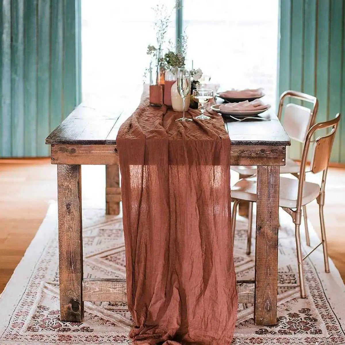 Camino de Mesa de Gasa Semitransparente, Salvia, Gasa de Queso, Decoración de Mesa, Comedor, Boda Vintage, Fiesta de Navidad, Banquetes, Arcos, Decoración de Pasteles