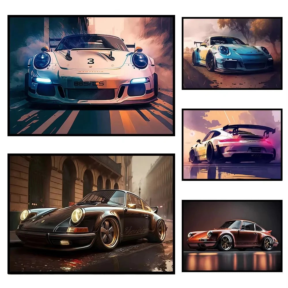 Póster de superdeportivo 911 GT3 RS, generación de coches, lienzo impreso, pintura, decoración del hogar, arte de pared, regalo para amantes de los coches, sin marco