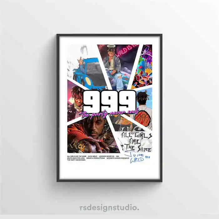 Póster de Juice WRLD Pop Hip Hop Rap Cantante Álbum de Música Portada de Bar de Asma Foto Arte HD Lienzo