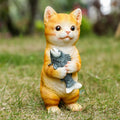 Cat Figurines Outdoor Garden Statues for Patio, Lawn Yard Decoration, Orange Cat Sculpture and Figurines Cat Lover Gifts Kitten