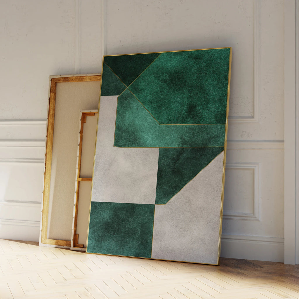 Impresiones de Arte de Pared Geométrico Esmeralda Verde Abstracto Moderno Pintura en Lienzo Póster Sala de Estar Dormitorio Decoración del Hogar