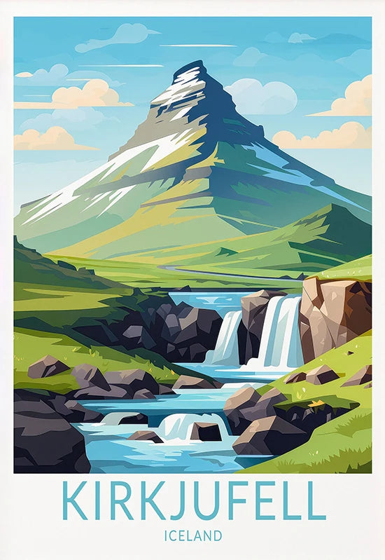 ICELAND Traveling Poster Iceland Reykjavík Kirkjufell Skaftafell Falls Landscape Canvas Painting Wall Pictures Traveling Decor
