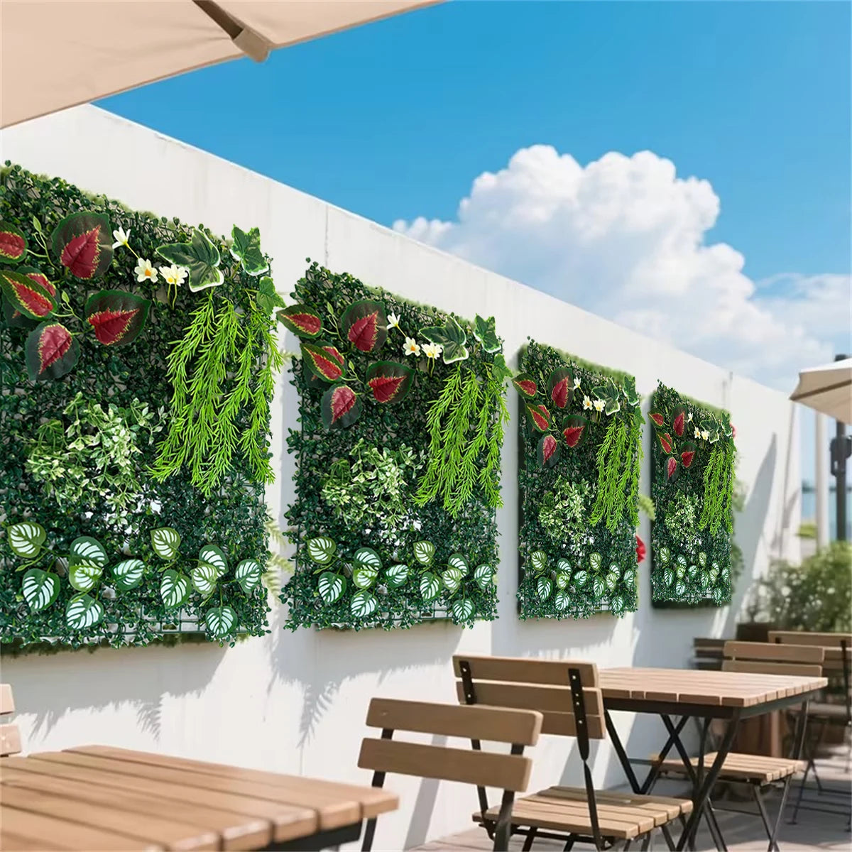 Artificial Ivy & Fern Leaf Wall Panel Plastic Greenery Backdrop for Weddings Parties Events Outdoor/Indoor Decor Party Backdrop