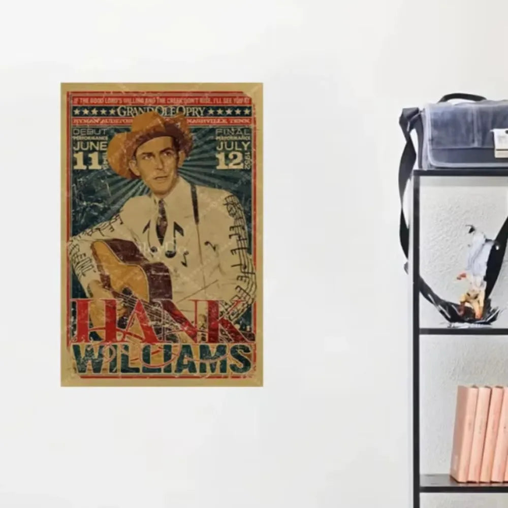 Hank Williams Metal Sign Retro Vintage Country Music Wall Decor for Men Cave Bar Pub Gift