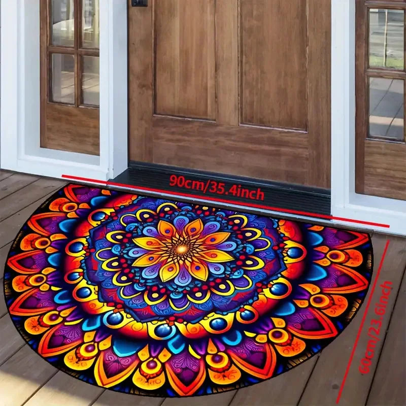 Alfombrillas de suelo semicirculares con estampado de flores de VIKAMA, alfombrillas de entrada, alfombrillas de baño, alfombrillas resistentes a la suciedad