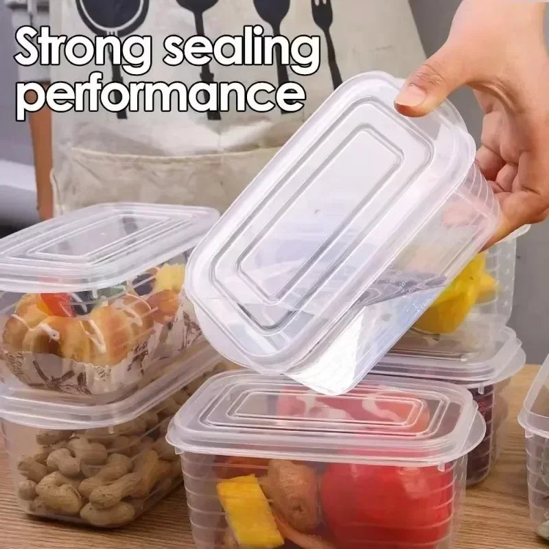 1/10PCS Caja de carne para congelador de refrigerador Cajas de conservación de alimentos Contenedor de almacenamiento de vegetales frescos con tapa Recipiente para alimentos más crujiente