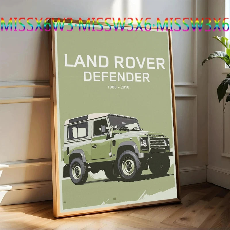 Affiche Land Rover Defender 90 tout-terrain - Affiche rétro classique automobile - Impressions sur toile - Impression esthétique de véhicule tout-terrain classique