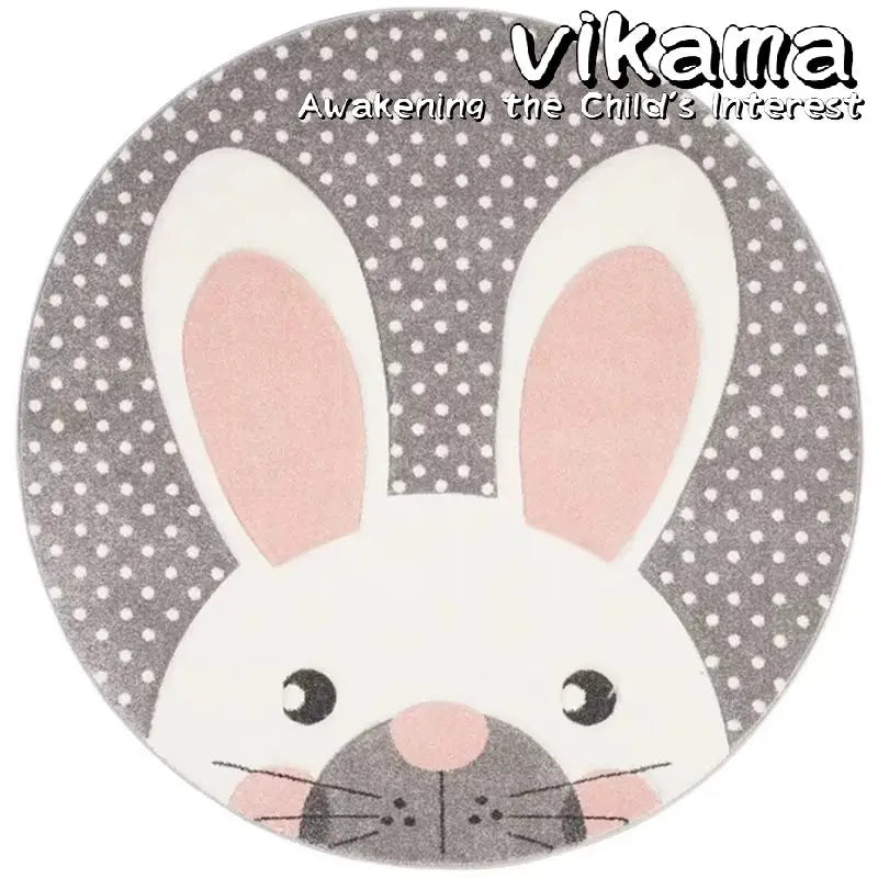 Alfombra redonda de imitación de cachemira con dibujos de animales VIKAMA para sala de estar, dormitorio, cabecera de sofá, alfombra decorativa antideslizante lavable