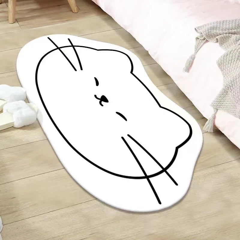 Alfombra de dibujos animados de imitación de cachemira, sencilla, para sala de estar, dormitorio, mesita de noche, alfombra cálida, antideslizante, lavable, de secado rápido