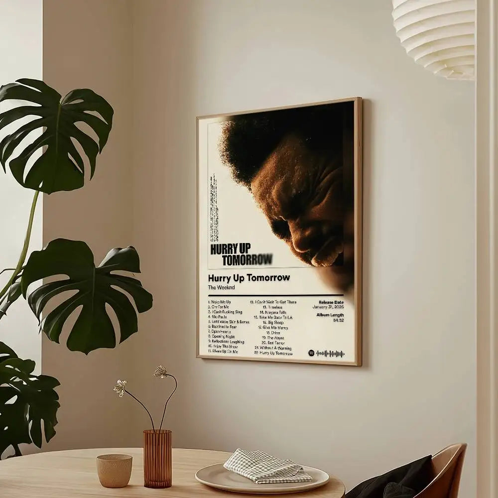 Cantante Apúrate Mañana T-The W-WeekndS Póster Adhesivo Arte de Pared Impresión Impermeable Hogar Sala de Estar Dormitorio Bar Decoración Estética