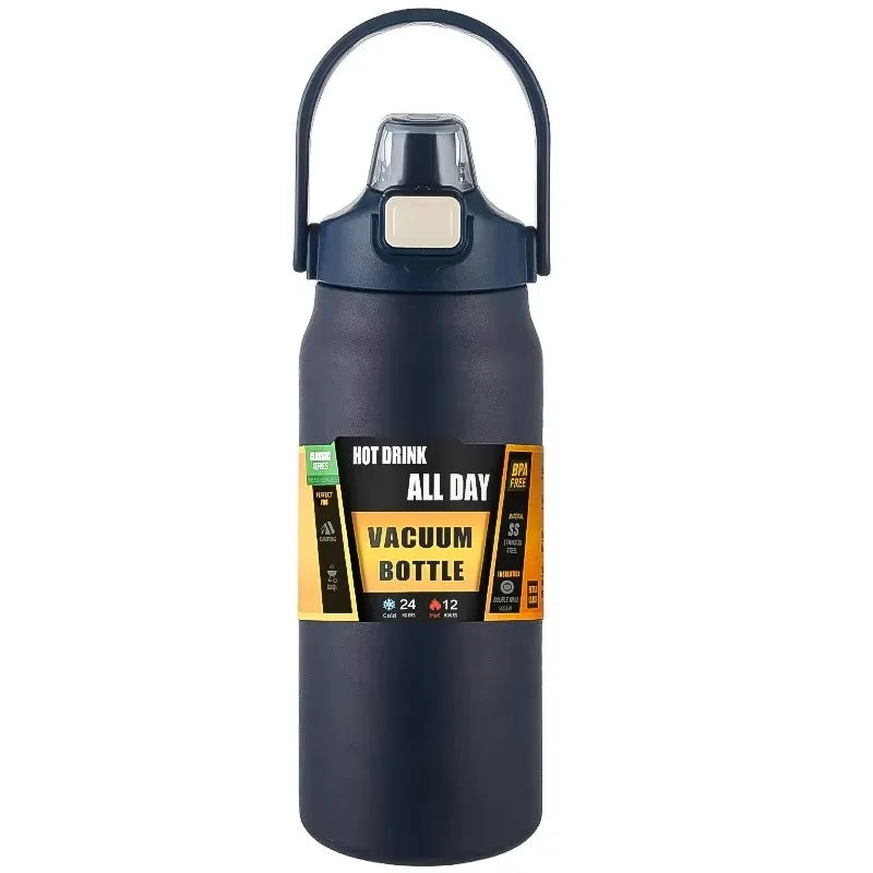 800-1500ML Vaso Térmico de Acero Inoxidable 304 Botella Termo Exterior Taza Portátil Botellas de Vacío Frío y Caliente Botella de Agua con Pajita