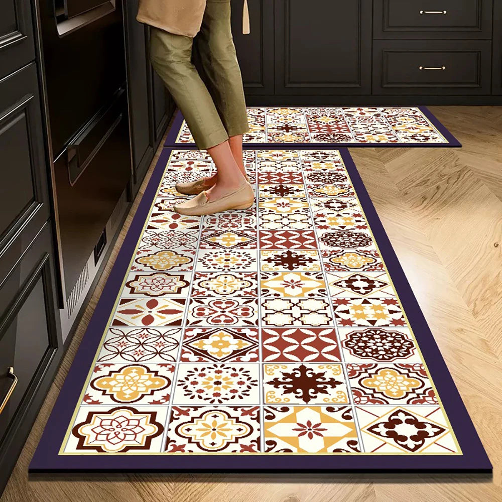 VIKAMA 1/2PCS Alfombra de cocina resistente al aceite, alfombra de baño absorbente de secado rápido, felpudo antideslizante para decoración del hogar
