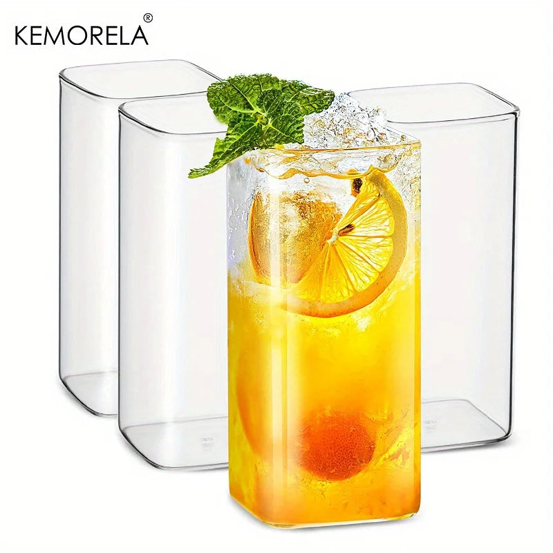 Lot de 4 verres à boire de 440 ml/550 ml, verres à highball fins, grands verres transparents pour eau, jus, bière, boissons et cocktails.