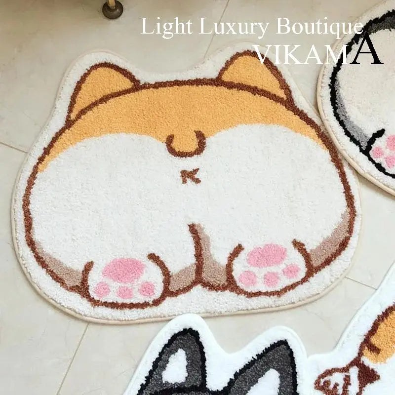 Alfombra de Corgi de dibujos animados VIKAMA, alfombrilla de baño suave al tacto cálido, alfombrilla absorbente para pies, alfombra de sala de estar, dormitorio, felpudo, decoración del hogar.