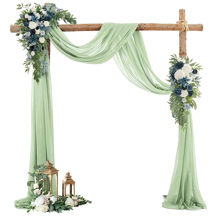 Tentures d'arche de mariage en mousseline de soie Rideau drapé Décoration de mariage, d'anniversaire, de cérémonie et de réception