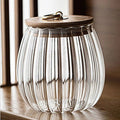 Bocaux de rangement de cuisine, pots en verre hermétiques, boîtes à grains, thé, café, bonbons, récipients avec couvercle en bois