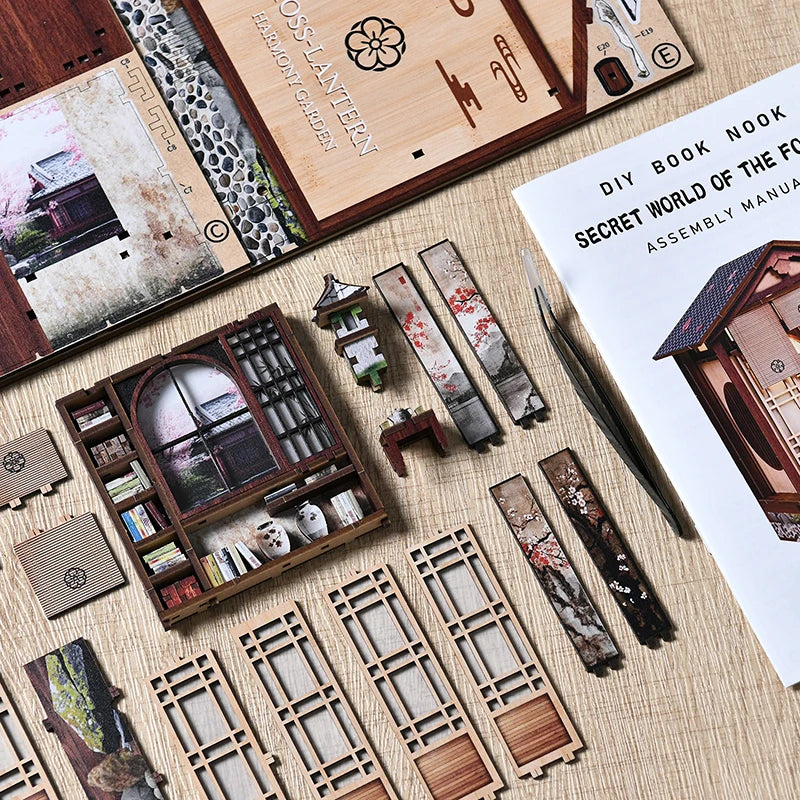 Nouvelle lampe à mousse et serre-livre en bois DIY 3D - Puzzle de maison miniature à assembler à la main, décoration d'intérieur, Noël, Black Friday