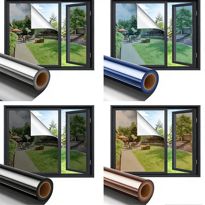 Película para Ventanas Adhesiva sin Pegamento, de Privacidad Unidireccional, Bloqueadora de Sol, Aislante del Calor, para el Hogar, la Oficina y Edificios