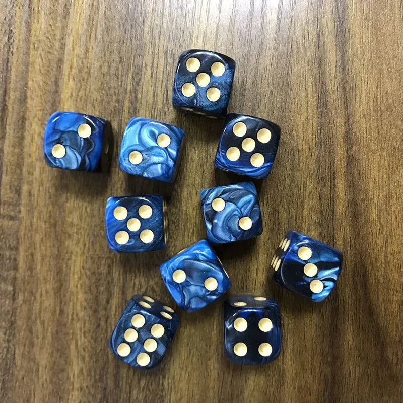 Juego de 5 dados de dos colores para rompecabezas, accesorio de juego de mesa, dados de puntos de 6 caras, juego divertido de 16 mm