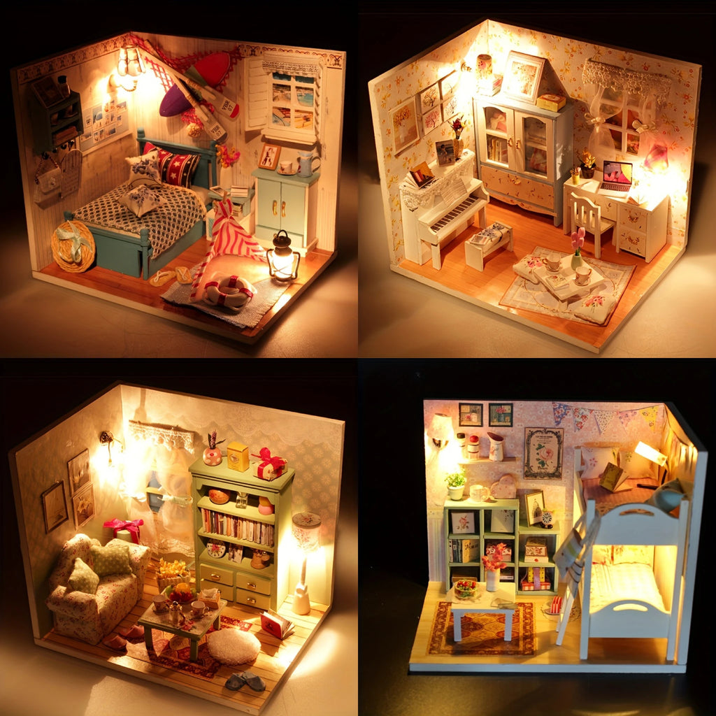 Creative DIY Wooden Model House Kit - Handcrafted Miniature Cottage, Perfect Christmas & Black Friday Gift Idea