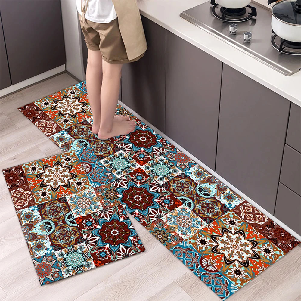 VIKAMA 1/2PCS Alfombra de cocina resistente al aceite, alfombra de baño absorbente de secado rápido, felpudo antideslizante para decoración del hogar