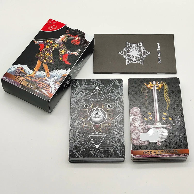 New Version Plastic Tarot Rider Waite Waterproof Gold Foil Tarot Deck With Nice PVC Package Prediction Cards Game