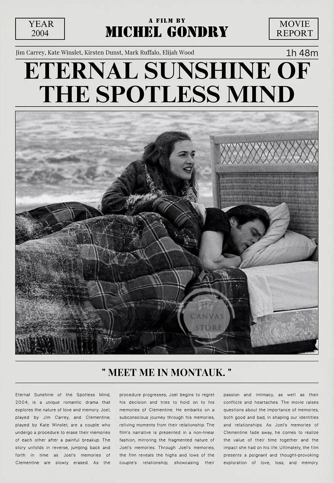 Minimalist Black and White Movie Poster Retro Newspaper Film Print Wall Art Painting Forrest Gump/Pulp Fiction Modern Home Decor