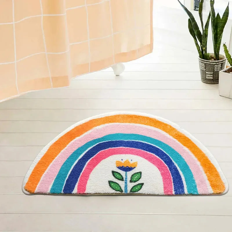 Alfombrilla de ducha arcoíris VIKAMA, alfombrilla de suelo para cuarto de ducha, alfombra para vestíbulo de entrada, decoración del hogar cómoda y agradable para la piel