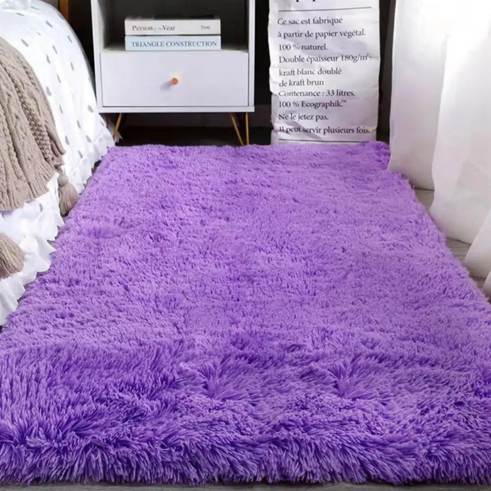 Alfombra de felpa teñida anudada VIKAMA, decoración para sala de estar, alfombra suave y mullida para el hogar, manta antideslizante para gatear para niños.