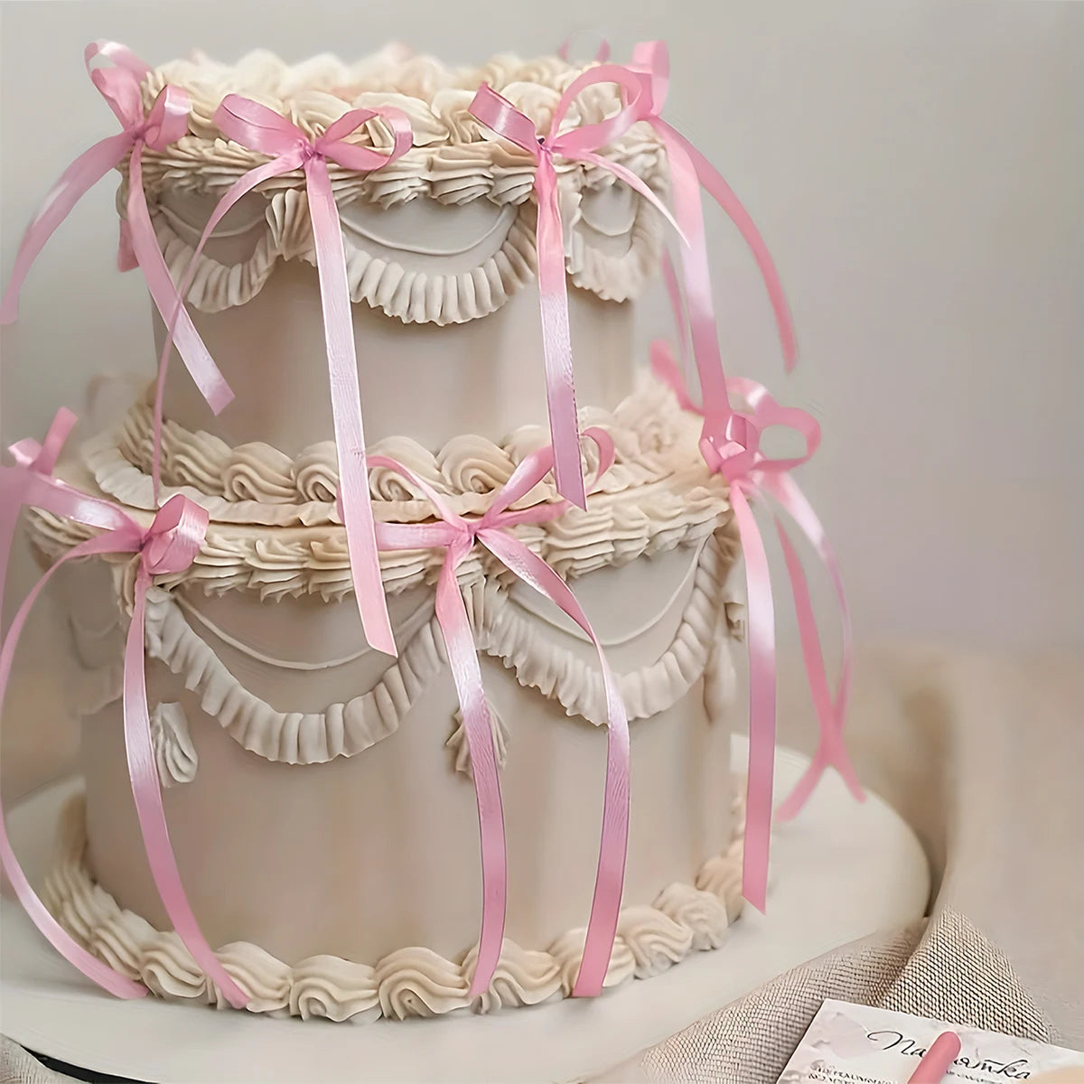 Lazo de cinta rosa roja decoración de pasteles, postres, decoración del hogar, decoración de fiestas de cumpleaños, decoración de eventos de noche romántica para el Día de San Valentín para niños
