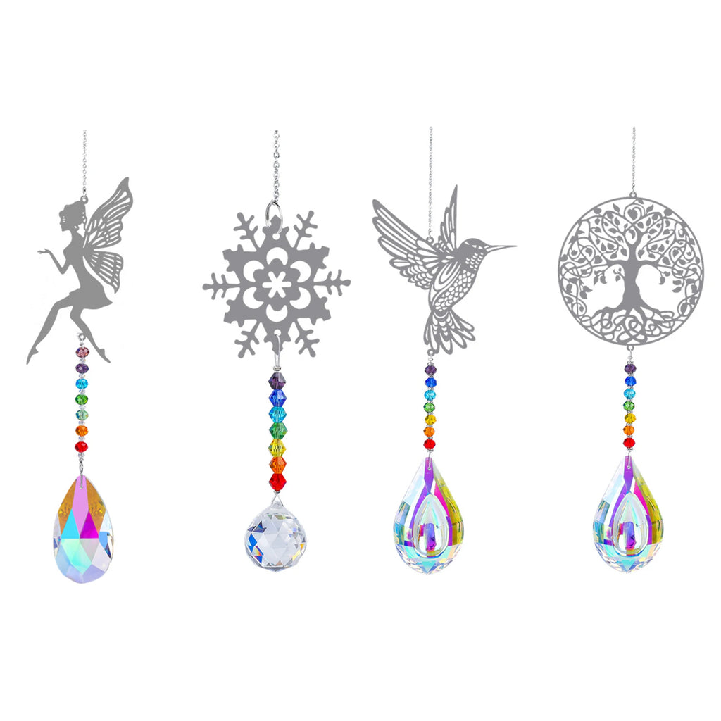 Atrapasoles de metal con forma de mariposa, colgante de bola de cristal, prisma, bricolaje, decoración colgante para ventana, decoración de jardín, atrapasoles