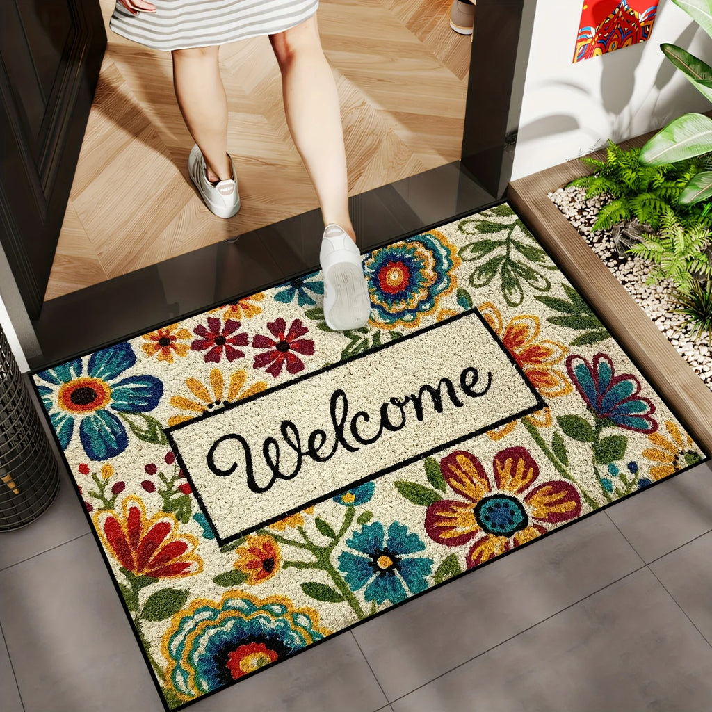 VIKAMA Alfombra de flores brillantes para jardín, felpudo de bienvenida para dormitorio, sala de estar, alfombra para exteriores, decoración del hogar