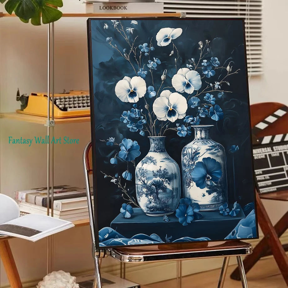 Jarrón de flores de naturaleza muerta, decoración de pared de pintura botánica vintage, jarrones antiguos vintage, impresiones estéticas, pintura de lienzo de olivo