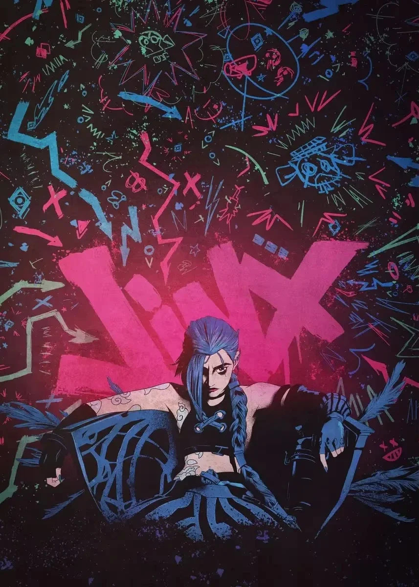 Arcane Season 2 Jinx VI Graffiti Caitlyn Jayce Viktor Character Poster Arcane Anime Game Canvas Printing Wall Art Room Decor