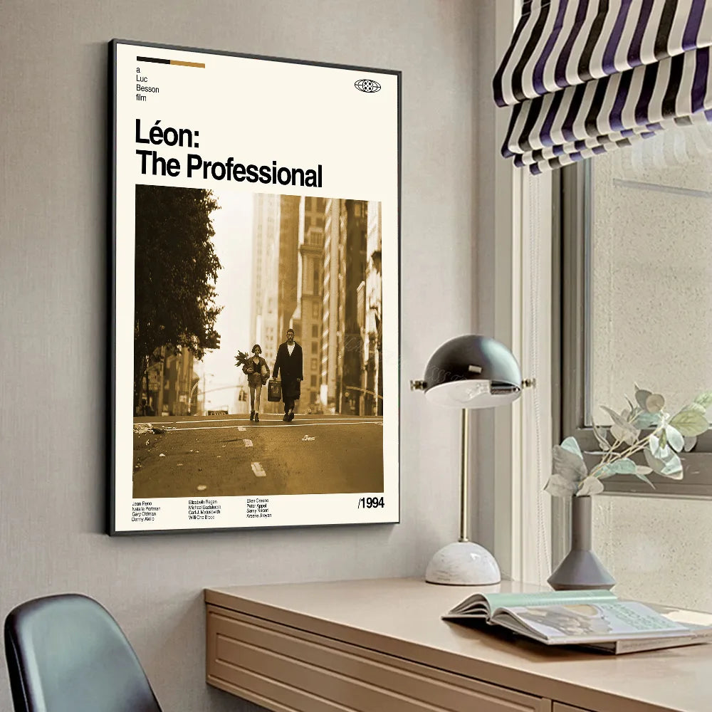 Póster Retro Vintage Minimalista de Película Leon Leon_ El Profesional Pósters HD Decoración Hogar Habitación Bar Cafetería Pintura Mural Artística