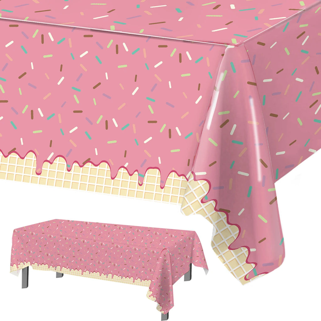 Mantel Desechable de Donut Rosa, Cubierta de Mesa de Donut para Fiesta de Cumpleaños de Niñas, Decoración de Boda para Niños, Suministros de Cumpleaños, Baby Shower