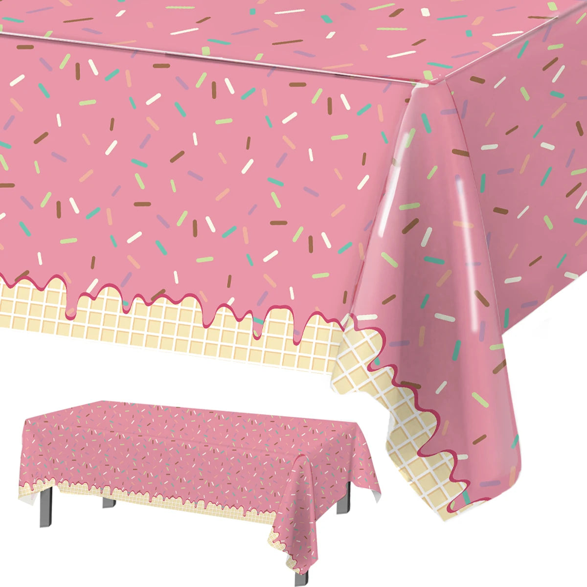 Mantel Desechable de Donut Rosa, Cubierta de Mesa de Donut para Fiesta de Cumpleaños de Niñas, Decoración de Boda para Niños, Suministros de Cumpleaños, Baby Shower