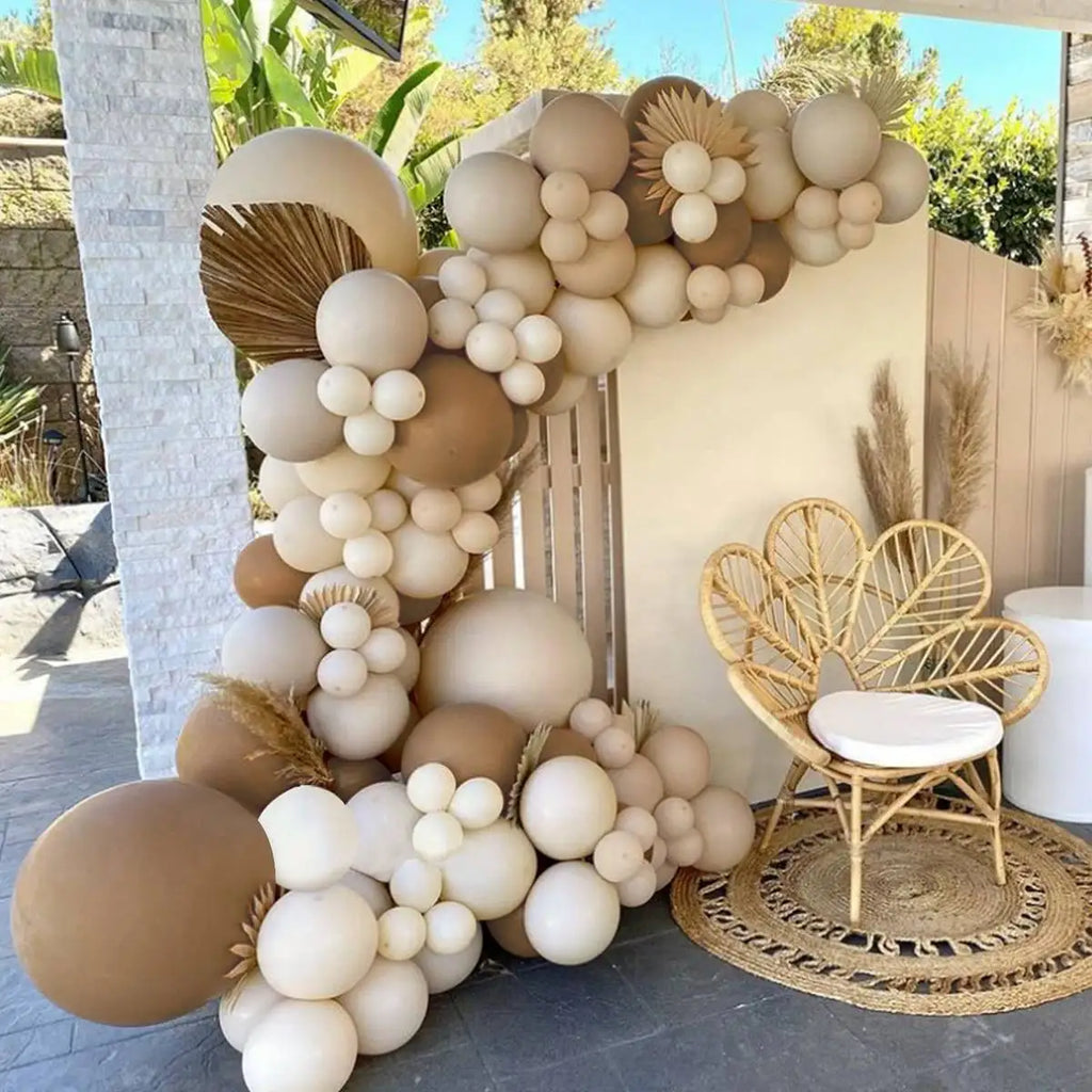 Kit Arche Guirlande de Ballons Blanc Sable Décoration de Fête Joyeux Anniversaire pour Enfants, Baby Shower, Mariage, Ballons en Latex