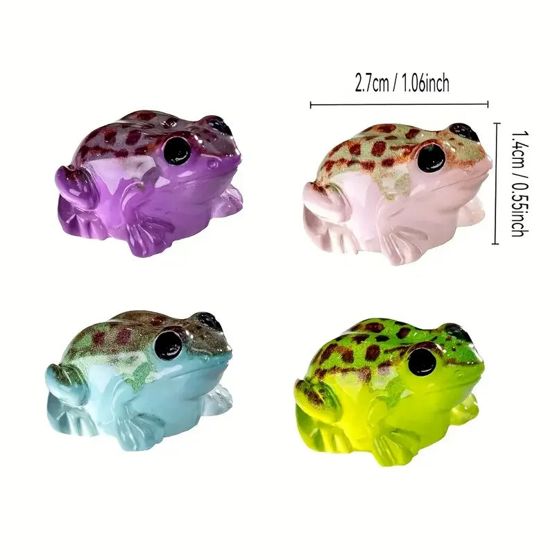 Luminous Frog Statues Colorful Resin Car and Garden Decorations, Perfect for Moss Landscapes and Car Accessories Party Gifts