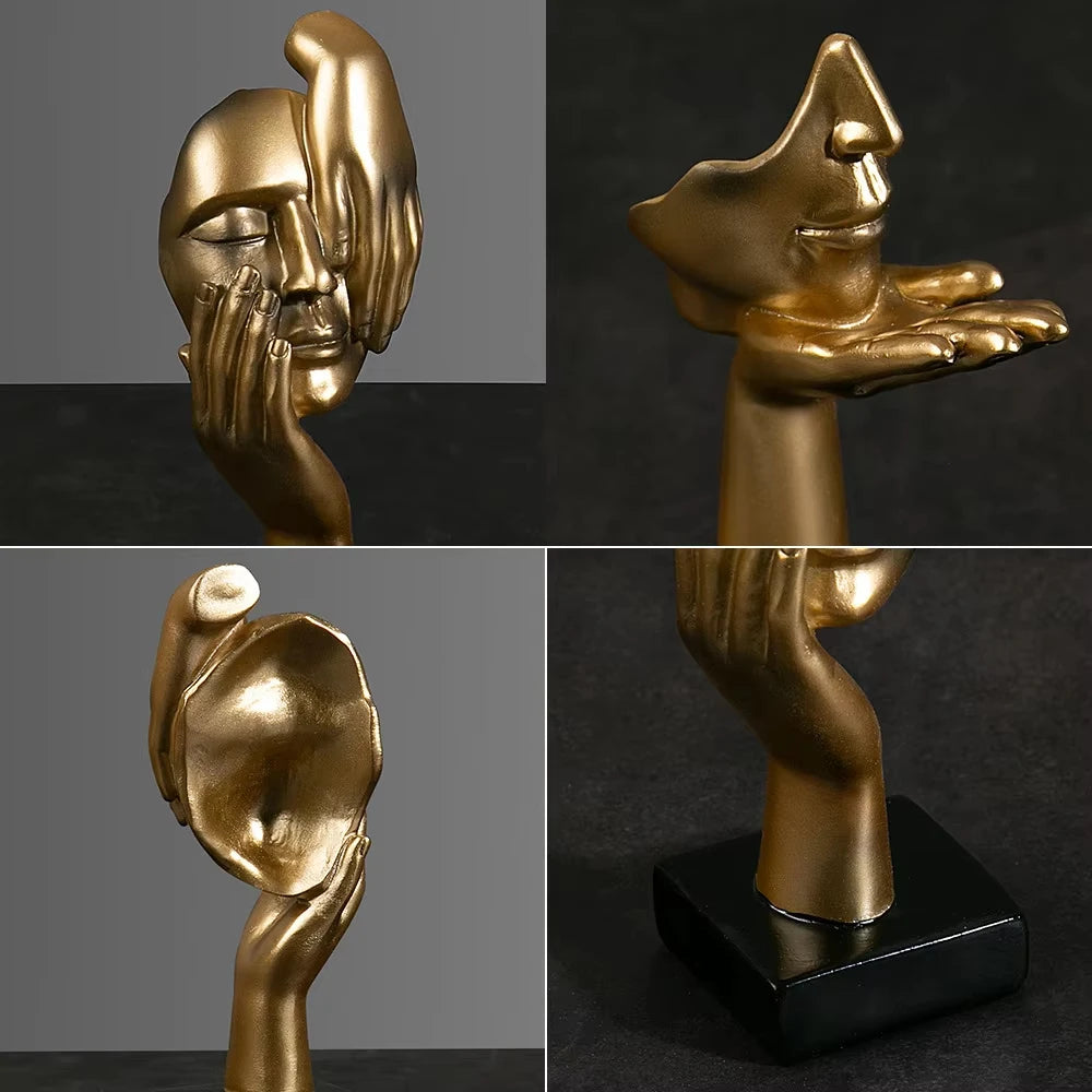 Escultura de cara abstracta de 27 cm, de resina, pensador, figuras para escritorio, oficina, sala de estar, mesa, colección, decoración de figuritas.