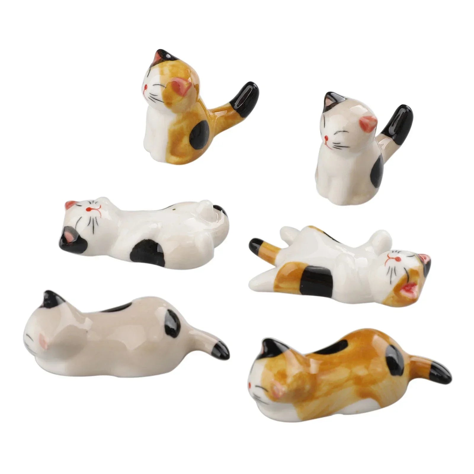 set de Apoya Palillos, Decoración de Mesa de Cerámica de Rana, Soporte Duradero para Palillos, Cucharas, Adornos, Set de Tenedores y Cuchillos, Vajilla de Gato